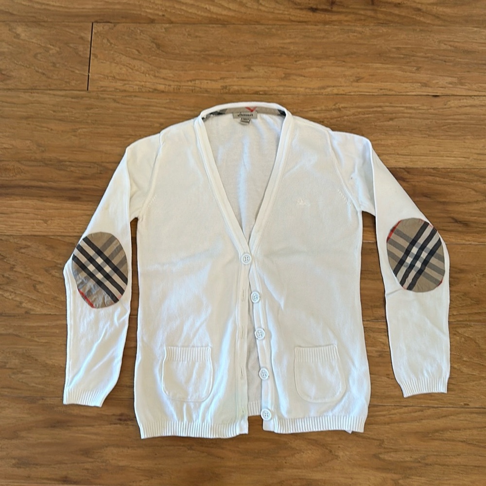 Burberry girls cardigan sweater white button closure
